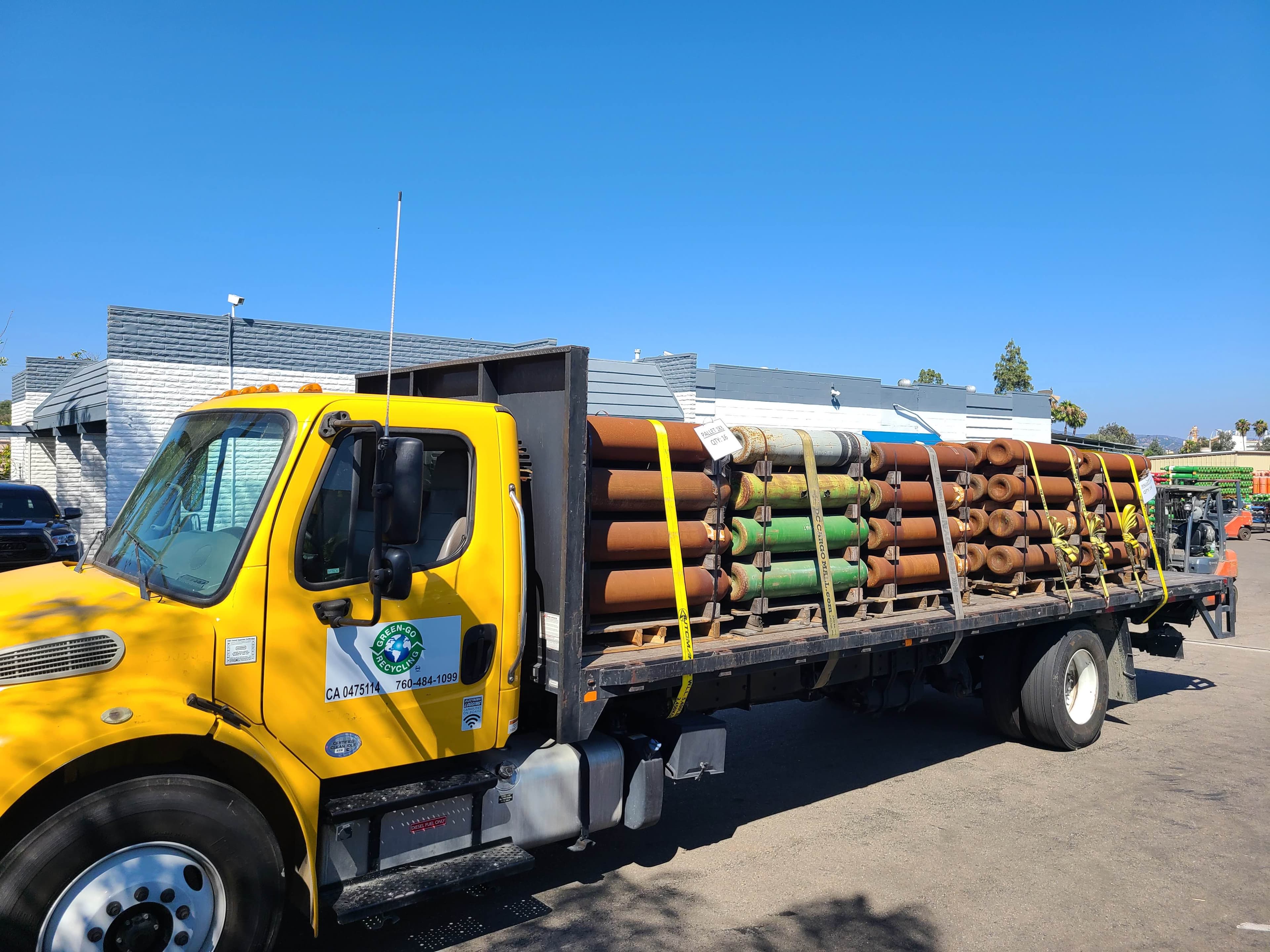 Wide shot of Green-Go yard and loading docks